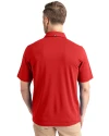 Back profile of a man wearing a Red Cutter & Buck Virtue Eco Pique Recycled Mens Polo Thumbnail Image
