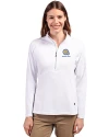 Albany State University Golden Rams Cutter & Buck Adapt Eco Knit Stretch Recycled Womens Half Zip Pullover White Front Thumbnail Image