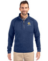 Albany State University Golden Rams Cutter & Buck Mainsail Sweater-Knit Mens Half Zip Pullover Jacket Tour Blue Heather Front Thumbnail Image