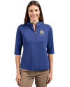 Albany State University Golden Rams Cutter & Buck Virtue Eco Pique Recycled Half Zip Pullover Womens Hoodie Tour Blue Front Thumbnail Image