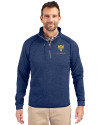 Fort Valley State Wildcats Cutter & Buck Mainsail Sweater-Knit Mens Half Zip Pullover Jacket Tour Blue Heather Front Thumbnail Image