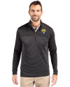 Fort Valley State Wildcats Cutter & Buck Traverse Stretch Eco Stripe Quarter Zip Mens Pullover Black Front Thumbnail Image