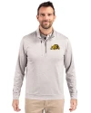 Bowie State Bulldogs Cutter & Buck Stealth Heathered Quarter Zip Mens Pullover Polished Medium Gray Front Thumbnail Image