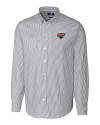 Clark Atlanta Panthers Cutter & Buck Stretch Oxford Stripe Mens Big and Tall Long Sleeve Dress Shirt Charcoal Mannequin Thumbnail Image