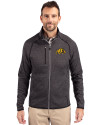 Bowie State Bulldogs Cutter & Buck Mainsail Sweater-Knit Mens Big and Tall Full Zip Jacket Charcoal Heather Front Thumbnail Image