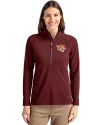 Bethune-Cookman Wildcats Cutter & Buck Adapt Eco Knit Stretch Recycled Womens Half Zip Pullover Bordeaux Front Thumbnail Image