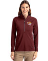 Bethune-Cookman Wildcats Cutter & Buck Adapt Eco Knit Stretch Recycled Womens Half Zip Pullover Bordeaux Front Thumbnail Image