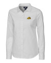 Bowie State Bulldogs Cutter & Buck Stretch Oxford Womens Long Sleeve Dress Shirt White Mannequin Thumbnail Image