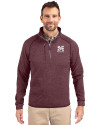 Morehouse Maroon Tigers Cutter & Buck Mainsail Sweater-Knit Mens Half Zip Pullover Jacket Bordeaux Heather Front Thumbnail Image