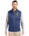 Fort Valley State Wildcats Cutter & Buck Mainsail Sweater-Knit Mens Full Zip Vest Tour Blue Heather Front Thumbnail Image