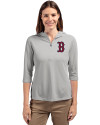 Boston Red Sox Cutter & Buck Virtue Eco Pique Recycled Half Zip Pullover Womens Hoodie Polished Medium Gray Front Thumbnail Image