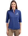 Atlanta Braves Cutter & Buck Virtue Eco Pique Recycled Half Zip Pullover Womens Hoodie Tour Blue Front Thumbnail Image