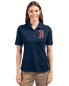 Boston Red Sox Cutter & Buck Virtue Eco Pique Recycled Womens Polo Navy Blue Front Thumbnail Image
