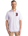 Boston Red Sox Cutter & Buck Virtue Eco Pique Recycled Mens Polo White Front Thumbnail Image
