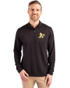 Athletics Cutter & Buck Virtue Eco Pique Recycled Quarter Zip Mens Pullover Black Front Thumbnail Image