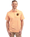 Baltimore Orioles Cutter & Buck Virtue Eco Pique Stripe Recycled Mens Polo Orange Burst Front Thumbnail Image