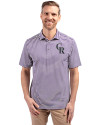 Colorado Rockies Cutter & Buck Virtue Eco Pique Stripe Recycled Mens Polo College Purple Front Thumbnail Image