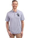 Colorado Rockies Cutter & Buck Virtue Eco Pique Stripe Recycled Mens Polo Hyacinth Front Thumbnail Image