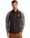 Baltimore Orioles Cutter & Buck Adapt Eco Knit Hybrid Recycled Mens Full Zip Jacket Black Heather/Black Front Thumbnail Image