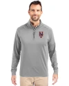 New York Mets Cutter & Buck Adapt Eco Knit Stretch Recycled Mens Big and Tall Quarter Zip Pullover Polished Medium Gray Front Thumbnail Image