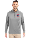 Chicago Cubs Cutter & Buck Adapt Eco Knit Stretch Recycled Mens Big and Tall Quarter Zip Pullover Polished Medium Gray Front Thumbnail Image