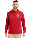 St. Louis Cardinals- Cutter & Buck Adapt Eco Knit Stretch Recycled Mens Big and Tall Quarter Zip Pullover Red Front Thumbnail Image