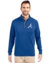 Atlanta Braves Cutter & Buck Adapt Eco Knit Stretch Recycled Mens Big and Tall Quarter Zip Pullover Tour Blue Front Thumbnail Image