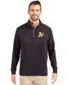 View image 1: Athletics Cutter & Buck Adapt Recycled Soft Knit Stretch  Mens Quarter Zip Pullover Black Front