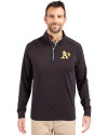 Athletics Cutter & Buck Adapt Eco Knit Stretch Recycled Mens Quarter Zip Pullover Black/Hunter Front Thumbnail Image
