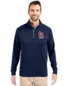 View image 4: St. Louis Cardinals- Cutter & Buck Adapt Recycled Soft Knit Stretch  Mens Quarter Zip Pullover Navy Blue Front