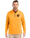 Baltimore Orioles Cutter & Buck Adapt Eco Knit Stretch Recycled Mens Quarter Zip Pullover Orange Burst Front Thumbnail Image