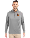 Baltimore Orioles Cutter & Buck Adapt Eco Knit Stretch Recycled Mens Quarter Zip Pullover Polished Medium Gray Front Thumbnail Image