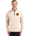 Baltimore Orioles Cutter & Buck Adapt Eco Knit Stretch Recycled Mens Quarter Zip Pullover Wheat Front Thumbnail Image