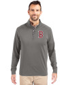 Boston Red Sox Cutter & Buck Adapt Eco Knit Stretch Recycled Mens Quarter Zip Pullover Elemental Grey Front Thumbnail Image