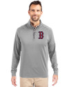 Boston Red Sox Cutter & Buck Adapt Eco Knit Stretch Recycled Mens Quarter Zip Pullover Polished Medium Gray Front Thumbnail Image