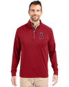 Los Angeles Angels Cutter & Buck Adapt Eco Knit Stretch Recycled Mens Quarter Zip Pullover Cardinal Red Front Thumbnail Image