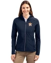 Houston Astros Cutter & Buck Adapt Eco Knit Hybrid Recycled Womens Full Zip Jacket Navy Blue Front Thumbnail Image
