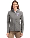 Texas Rangers Cutter & Buck Adapt Eco Knit Hybrid Recycled Womens Full Zip Jacket Elemental Grey Front Thumbnail Image
