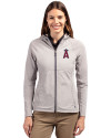 Los Angeles Angels Cutter & Buck Adapt Eco Knit Hybrid Recycled Womens Full Zip Jacket Polished Medium Gray Front Thumbnail Image