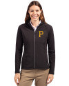 Pittsburgh Pirates Cutter & Buck Adapt Eco Knit Hybrid Recycled Womens Full Zip Jacket Black Front Thumbnail Image
