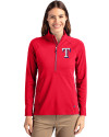 Texas Rangers Cutter & Buck Adapt Eco Knit Stretch Recycled Womens Half Zip Pullover Red Front Thumbnail Image
