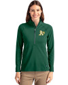 Athletics Cutter & Buck Adapt Eco Knit Stretch Recycled Womens Half Zip Pullover Hunter Green Front Thumbnail Image