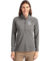 Los Angeles Dodgers Cutter & Buck Adapt Eco Knit Stretch Recycled Womens Half Zip Pullover Elemental Grey Front Thumbnail Image