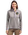 Milwaukee Brewers Cutter & Buck Adapt Eco Knit Stretch Recycled Womens Half Zip Pullover Polished Medium Gray Front Thumbnail Image