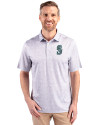 Seattle Mariners Cutter & Buck Pike Constellation Print Stretch Mens Polo Polished Medium Gray Front Thumbnail Image