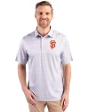 View image 4: San Francisco Giants Cutter & Buck Pike Constellation Print Stretch Mens Polo Polished Medium Gray Front
