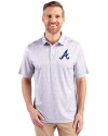 Atlanta Braves Cutter & Buck Pike Constellation Print Stretch Mens Polo Polished Medium Gray Front Thumbnail Image