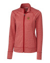 Tuskegee Golden Tigers Cutter & Buck Shoreline Heathered Womens Full Zip Jacket Cardinal Red Heather Mannequin Thumbnail Image