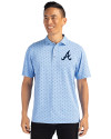 Atlanta Braves Cutter & Buck Virtue Eco Pique Tile Print Recycled Mens Polo Atlas Light Blue Front Thumbnail Image