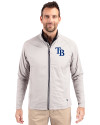Tampa Bay Rays Cutter & Buck Adapt Eco Knit Hybrid Recycled Mens Full Zip Jacket Polished Medium Gray Front Thumbnail Image